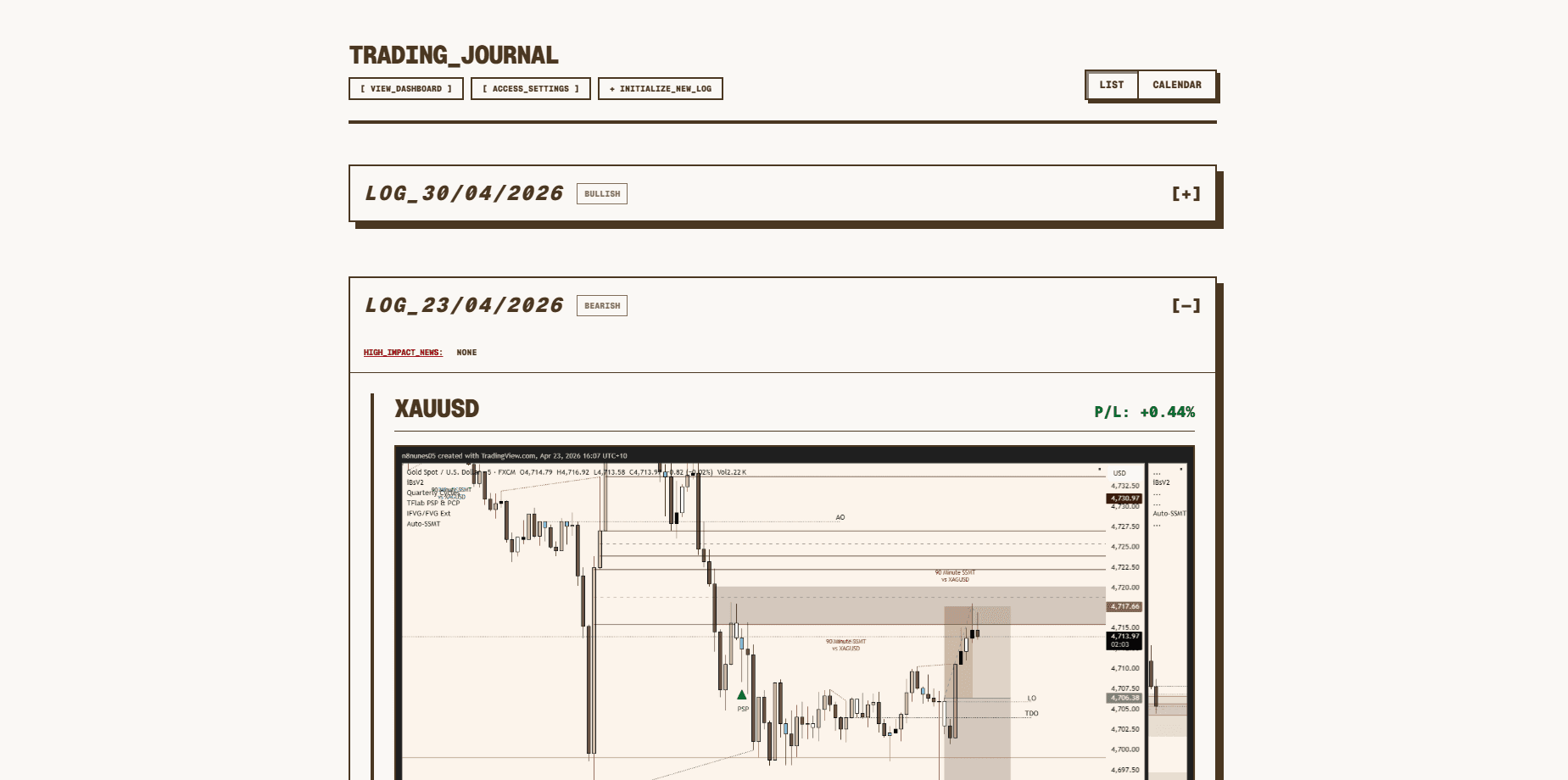 nfx // Personal Trading Journal
